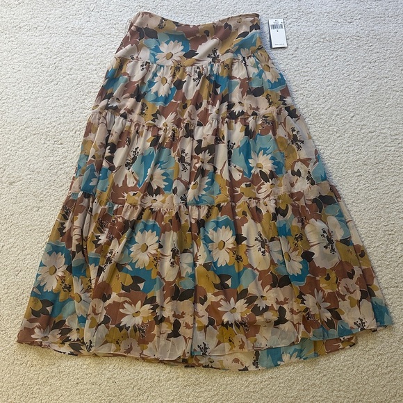 Ralph Lauren Dresses & Skirts - Lauren Ralph Lauren Floral Tiered Maxi Skirt in Teal, Brown & Cream